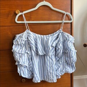 Blue Striped Off-Shoulder Top